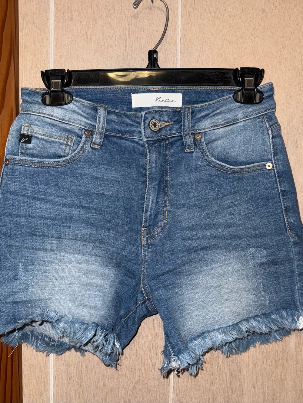 KanCan Blue Frayed Hem Denim Shorts